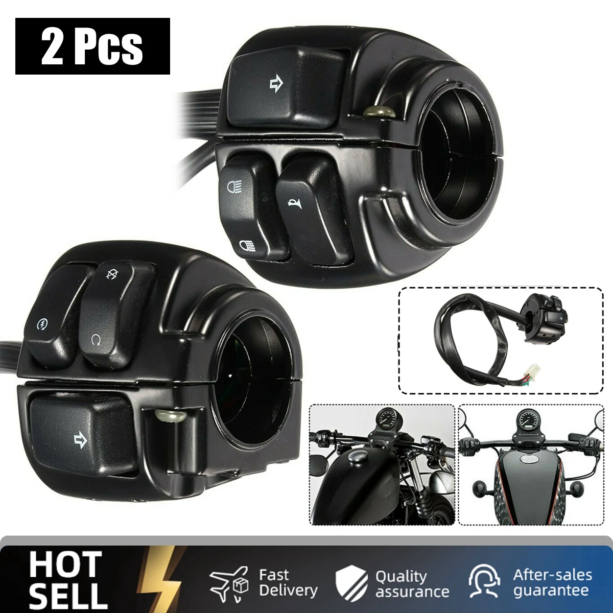 Pair Motorcycle 1&quot 25mm Handlebar Control Switch Turn Signal Horn For Harley Dyna Softail Sportster 883 1200 1996-2012 |
