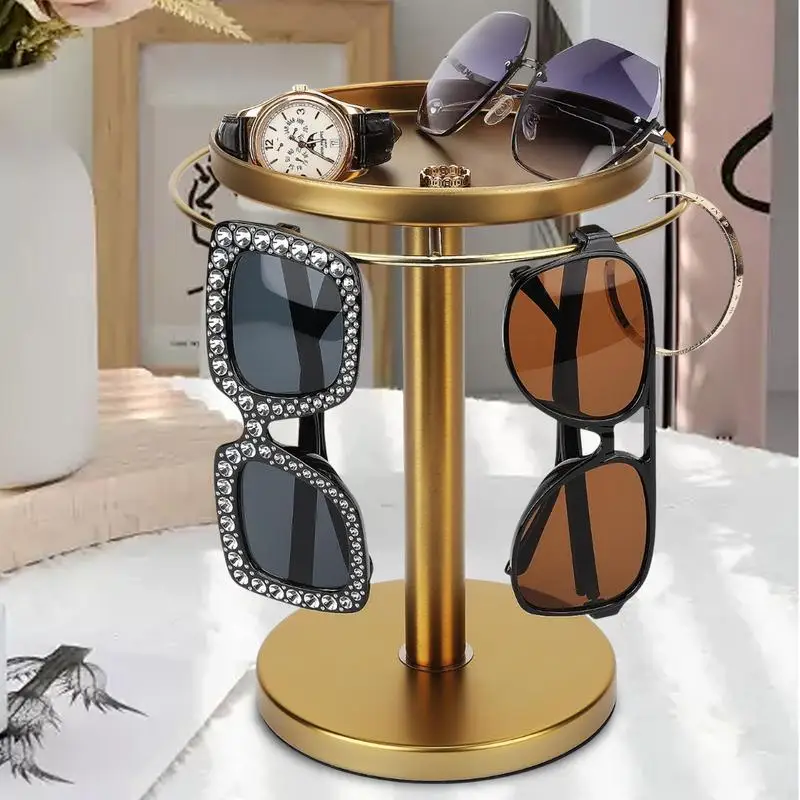 Rotating Sunglass Organizer Eye Glass Display Stand 360-degree Rotation With Tray Jewelry Storage Organizer Detachable Home 5