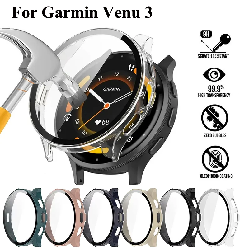 Tempered Glass Protective Shell for Smartwatches - Screen Protector Cover with Bumper