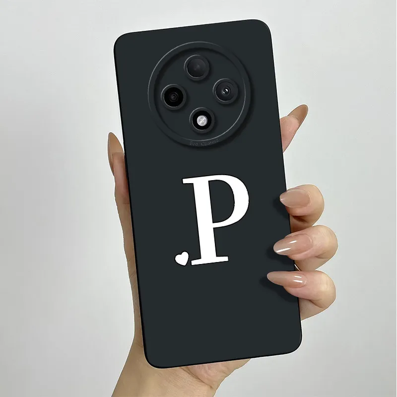 Cute Initial Letters Square Silicone Matte Shockproof Back Cover