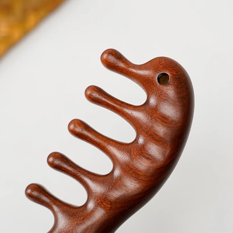 Description Picture 4 of itemNewest Sandalwood Hair Comb Anti-static Styling Tool Scalp Relax Acupoint Massager Facial Massage Portable Wooden Handle Comb