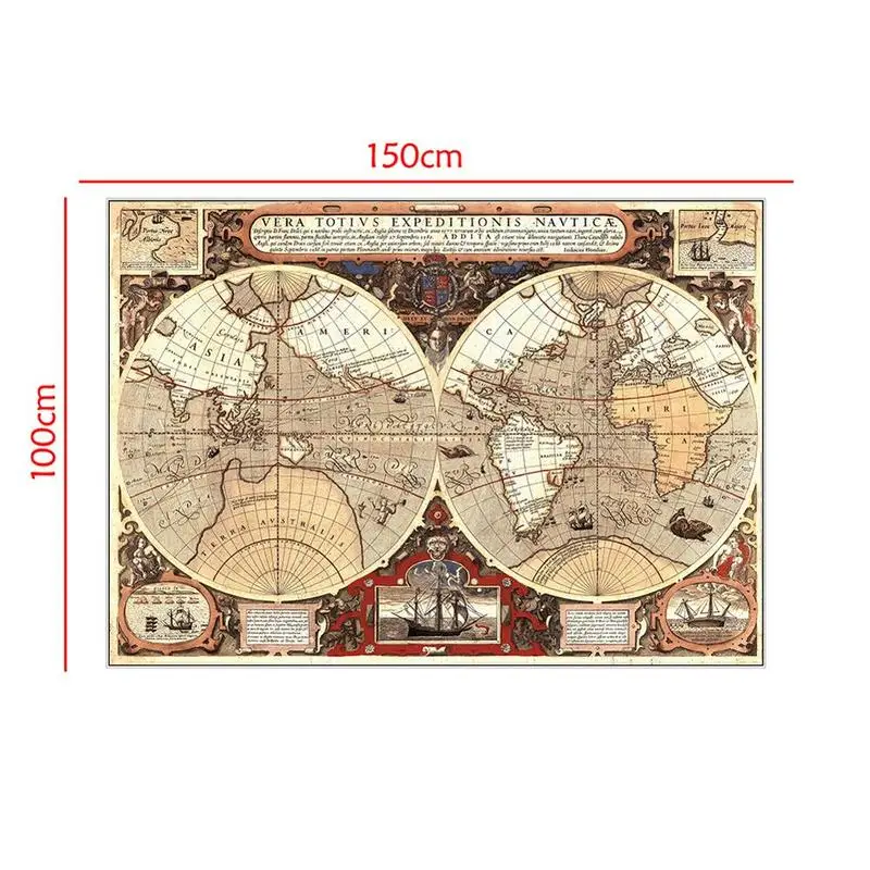 150x100cm Vintage World Map Large Poster Globe Non-woven Canvas Painting Wall Sticker Card for Home Wall Painting Decoration world map poster