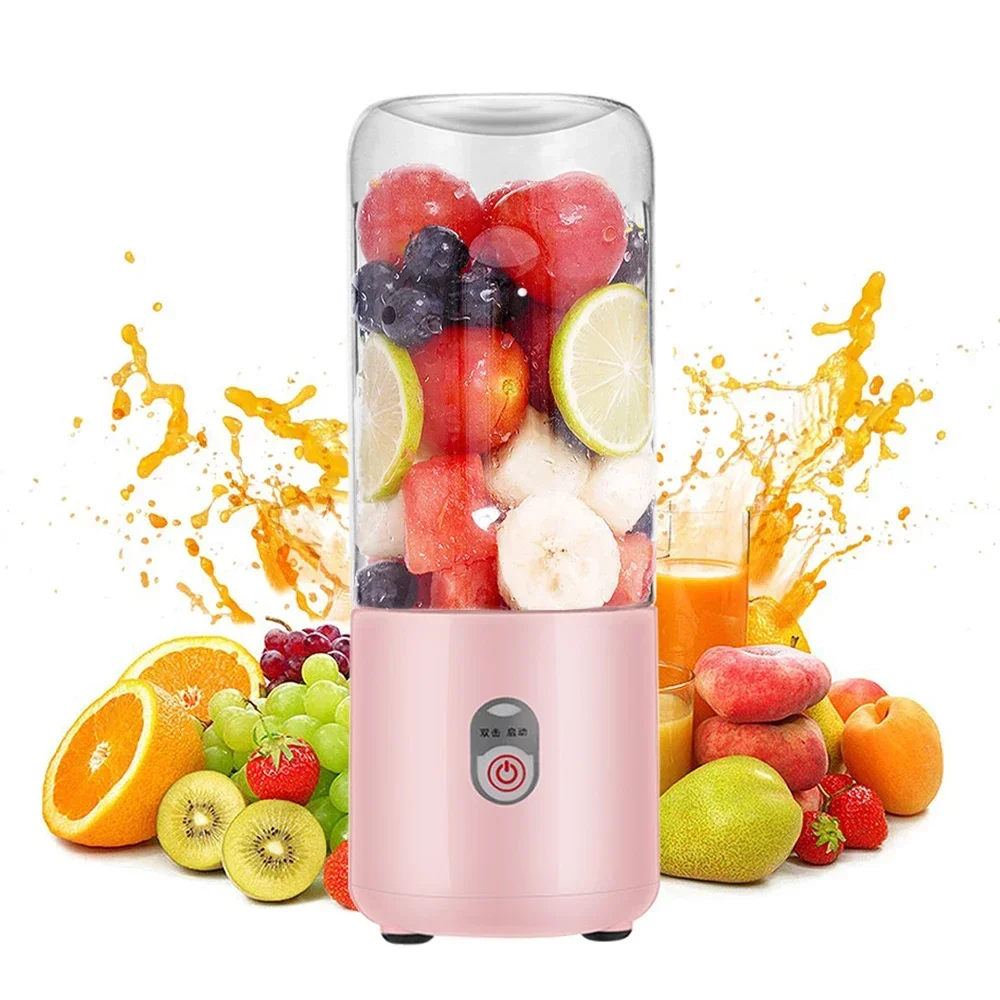 Portable Blender 500Ml Usb Rechargeable 6 Blades Fresh Fruit Juice Mixer Electric Shake Cup Cute Blender