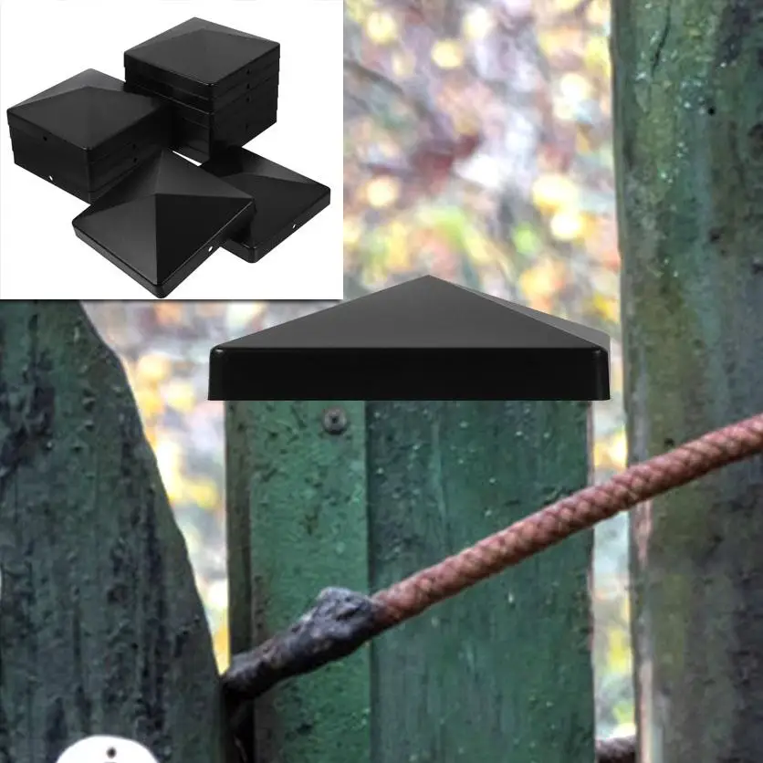 12 Pcs Reusable Fence Post Caps Cover Water Proof Column Railing Cover Column Plastic Black Accessories Plastic for Guardrail