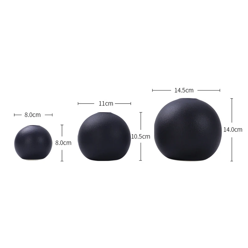 Ceramic Vase Black White Round Ball Flower Arranger Table Top Hydroponic Container Living Room Office Bookcase Flower Vase New 6