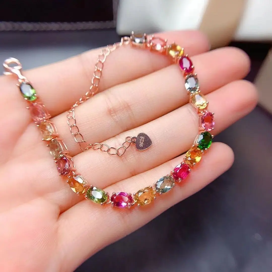 

Best Seller Bracelet Newest Bracelet Jewelry For Woman With Tourmaline Gemstone 4*6mm Jewelry For Lady Gift Wedding Party Dating