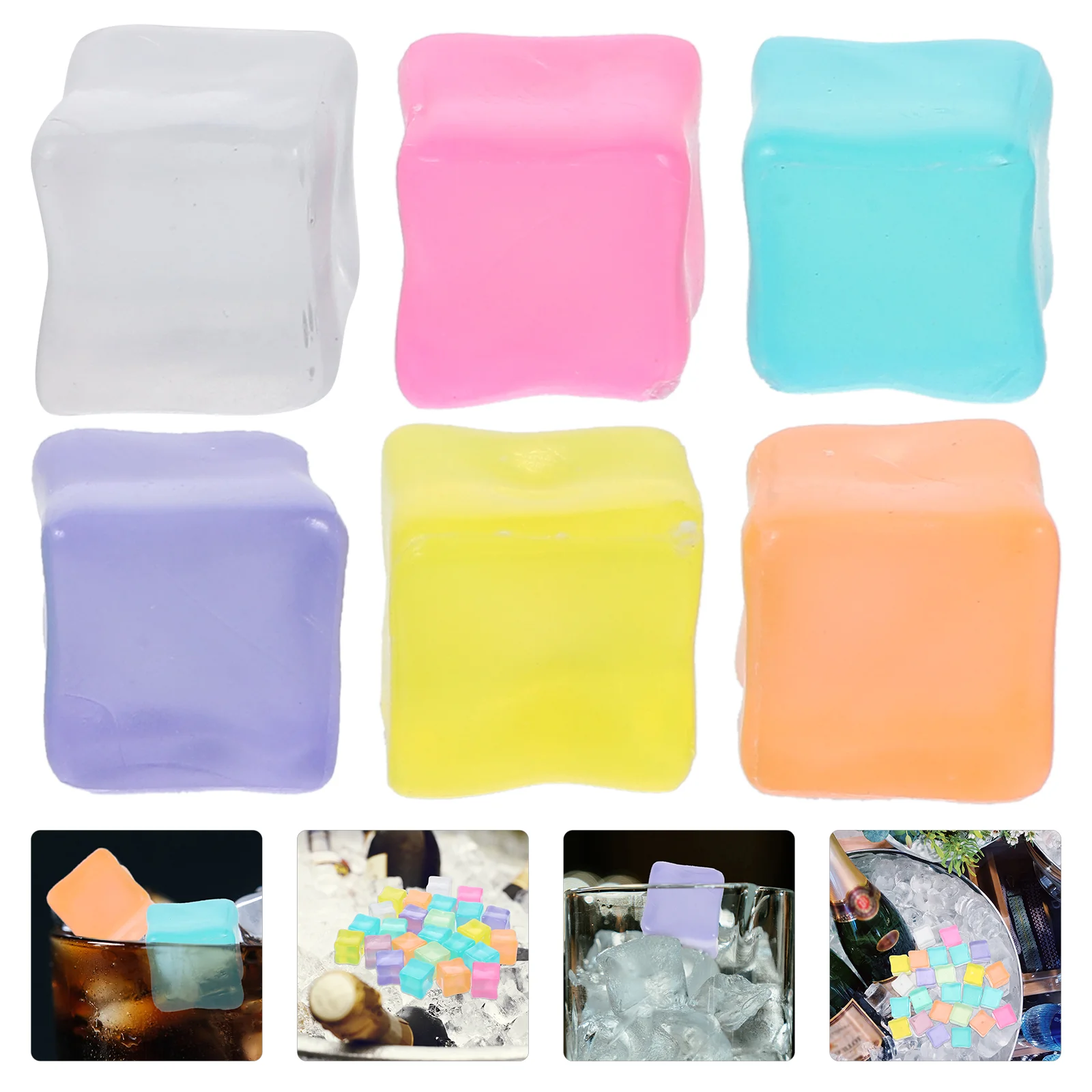 

Reusable Ice Cubes Washable Non-Melting Acrylic Ice Cubes For Drinks Beverage Glow In The Dark Washable Colored Ice Cubes