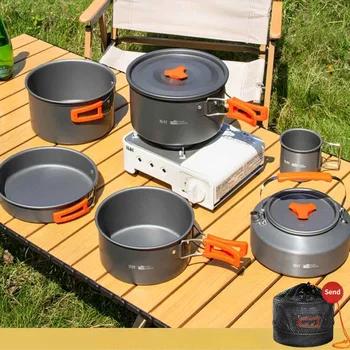 Ultralight Camping Cookware Set – Portable Aluminum Pot & Kettle Cooking Kit with Storage Bag for Outdoor Camping, Hiking & Travel 1