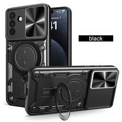 Universal Kickstand Ring Fitted Phone Case with Bag - Galaxy S23 Ultra (Black)