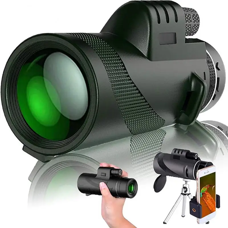 

Waterproof Tripod Monocular 80X100 Zoom Spotting Scope Night Vision BAK4 prisms Telescope Portable Five layers Binoculars