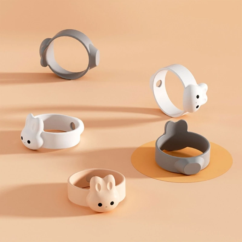 2pcs Milk Powder SpoonScoop Holder Ring Cartoon Rabbit Spoon Non-Stick Ring Anti-Drop Handy Tool Baby Supplies