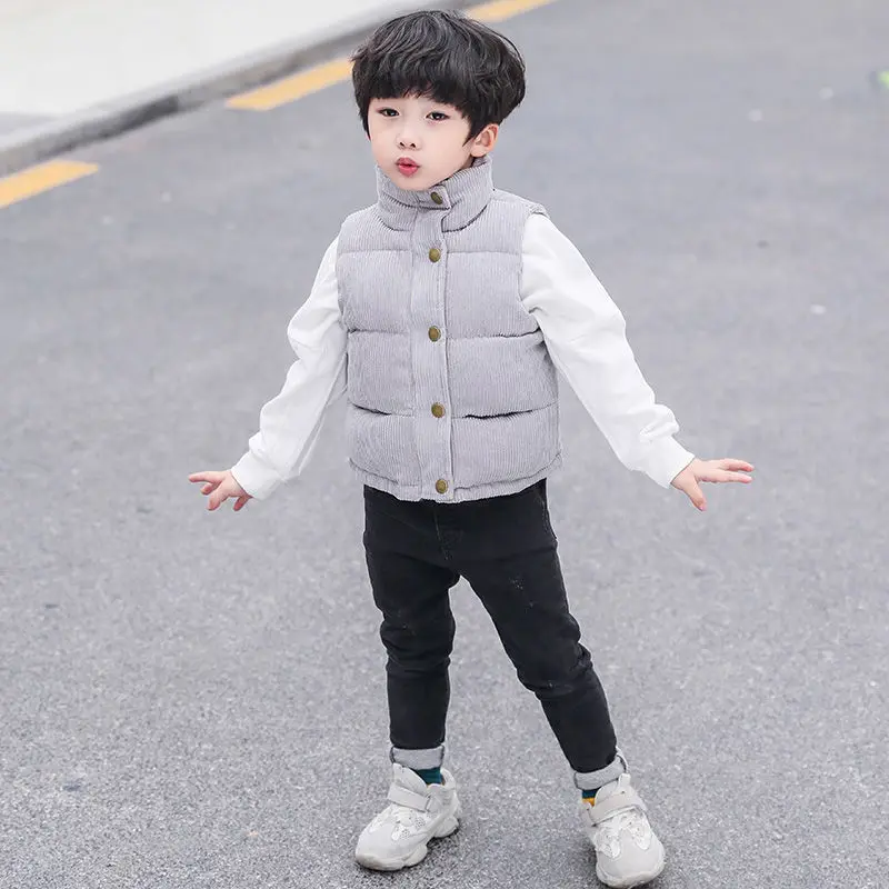 2-10Yrs Children Boys Girls Vest Tops Thicken Waistcoat Casual Sleeveless Outwear Autumn Winter Kids Girls Coat Clothing Outfits