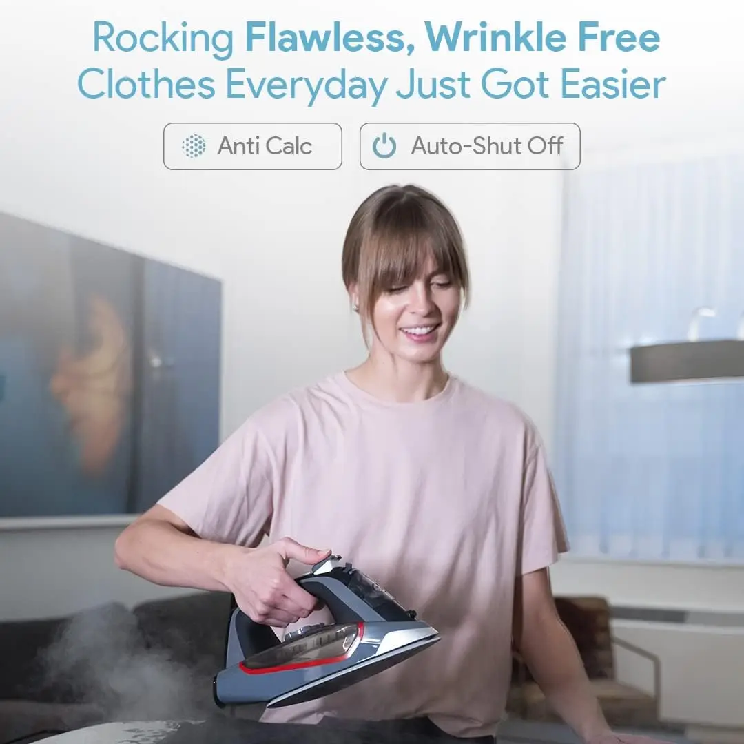 Luxury Steam Iron for Clothes | New Powerful Steam Technology | Non-Stick Ceramic Soleplate, 1700 Watts with 3-Way Auto Shut Off 2
