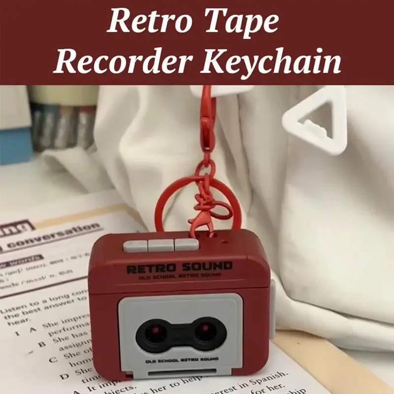 Creative Vintage Mini Retro Cassette Recorder Music Key Chain Cute Mini Player Commemorate Keyring for Friends Gift