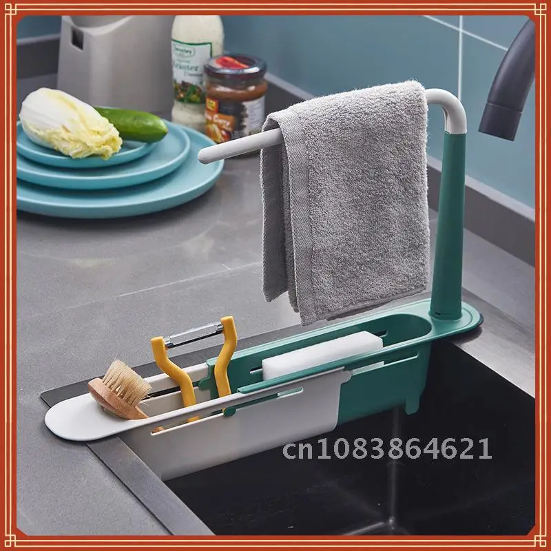 

Telescopic Sink Shelf Kitchen Sinks Organizer Soap Sponge Holder Sink Drain Rack Storage Basket Kitchen Gadgets Accessories Tool