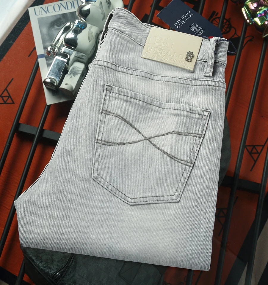 

BILLIONAIRE OECHSLI Jeans Thin cotton men 2024 Spring Summer new elastic Casual embroidery big size 29-40 Straight long pants