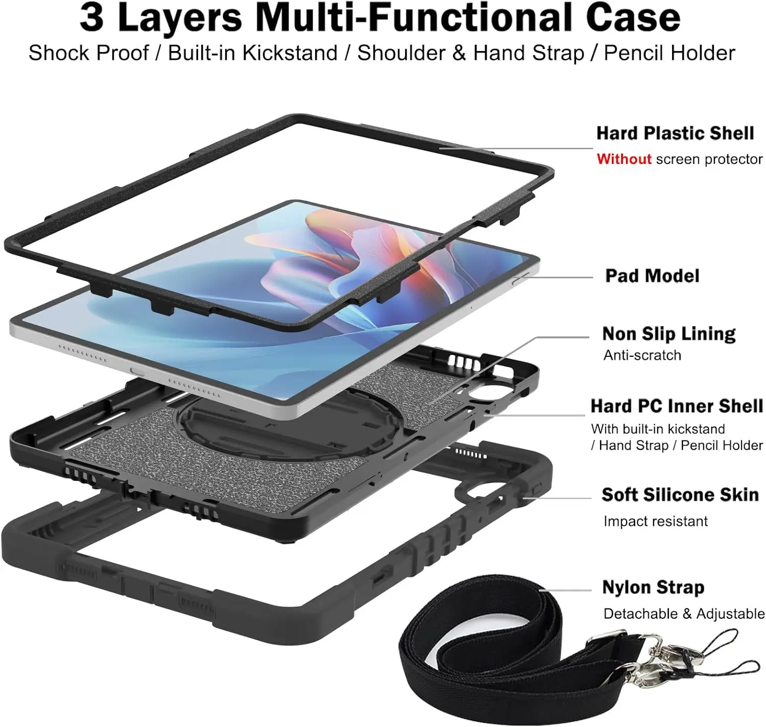 Children's Shockproof Tablet Case with Kickstand & Shoulder Strap, Compatible with 2024 and 10.4-inch Models
