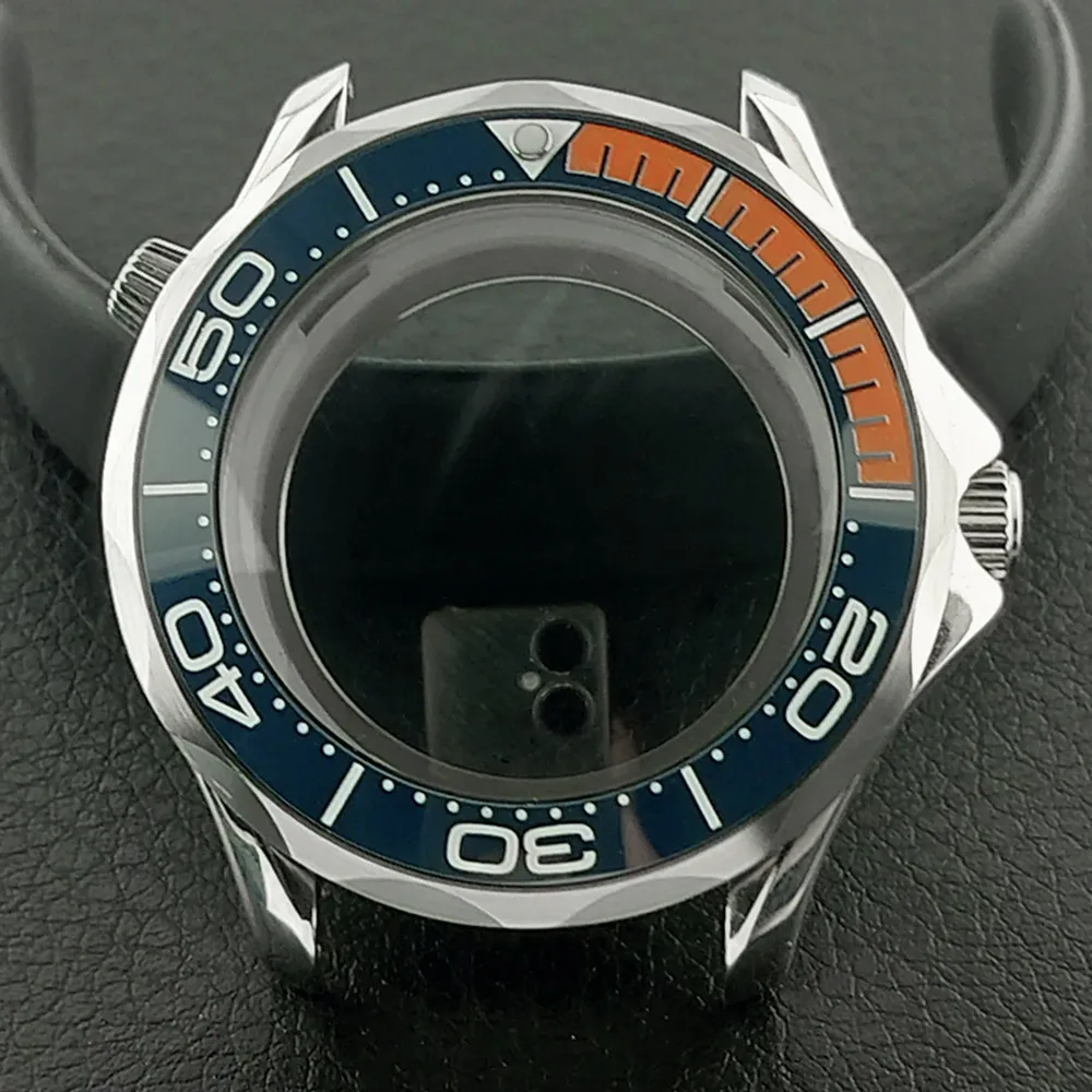 Men's 42mm Mechanical Watch Case with Luminous Dial and Assembled Parts