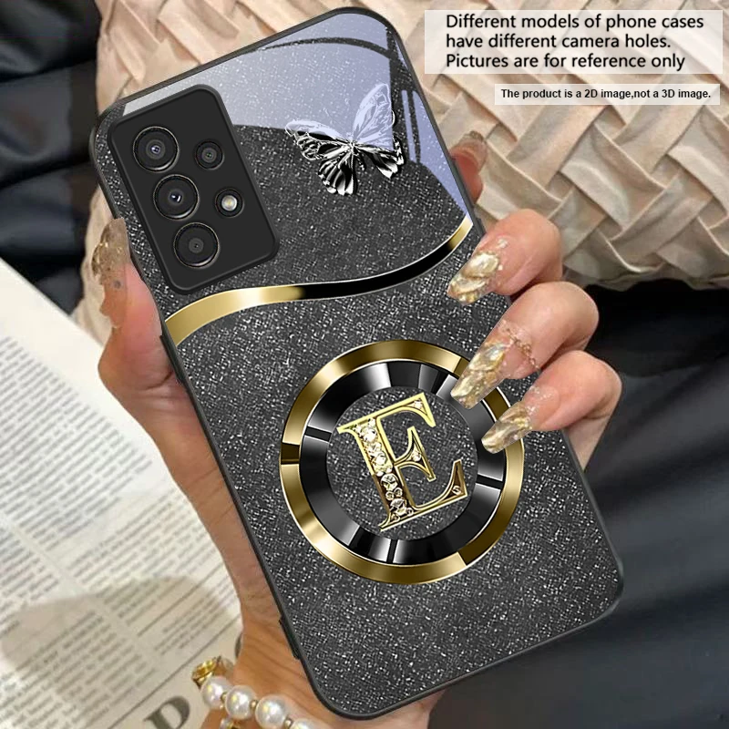 Gold Letter A Badge Glass Phone Case