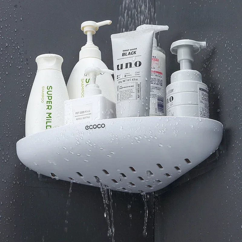 Bathroom Storage Shelf Shower Snap Up Corner Shelf Shampoo Holder Basket Shelf Wall Shelves for Shelving Kitchen 4
