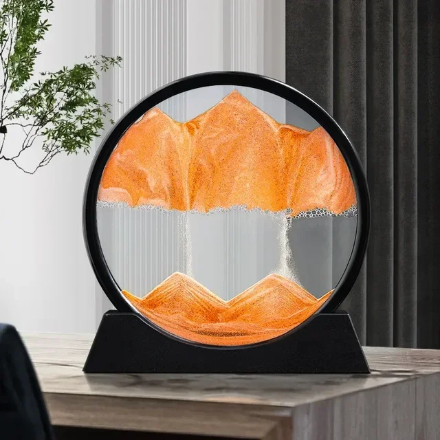 3D Sandscape Moving Sand Art Picture Round Glass Deep Sea Hourglass Flowing Sand Painting Quicksand Craft Office Home Decor Gift 2