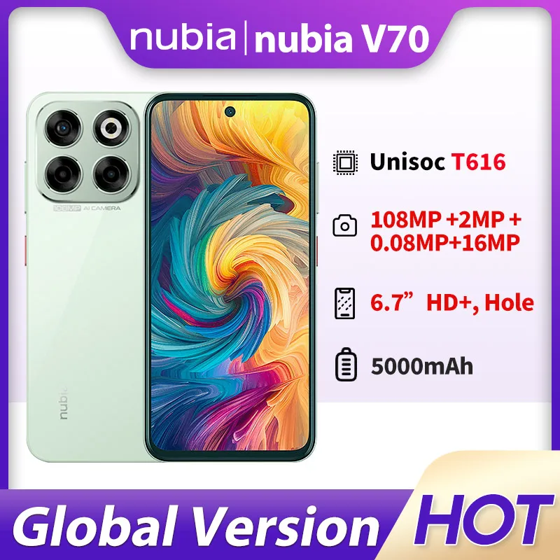 Nubia V70 Z2459 Smartphone Global Version 100% New Sunshinegold/Glaciergreen/Stardustgray