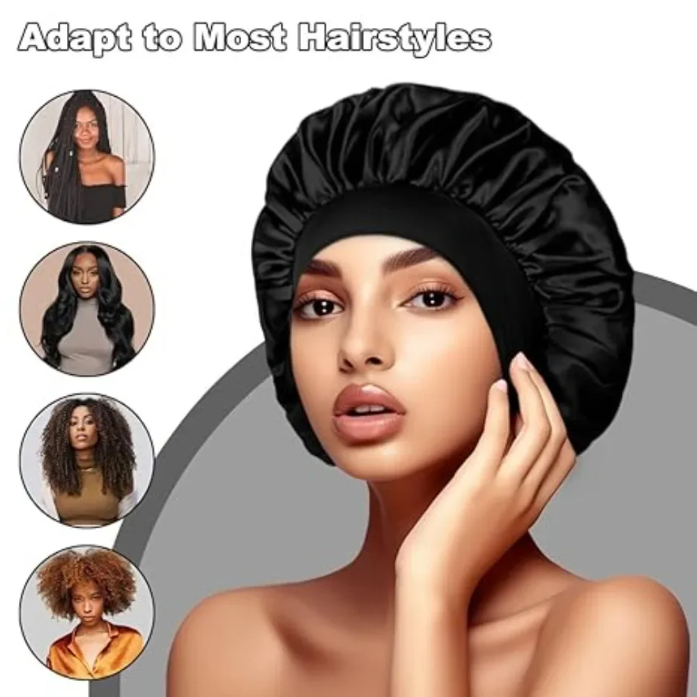 Silk Bonnet Hair Bonnet Satin Bonnet Satin Nightcap Sleeping Cap Solid Satin Bonnet Hair Wrap Elastic Narrow Head Tie Silk Band Edge Bathroom Wrap Shower Cap for Sleeping Women Shower Hair Care