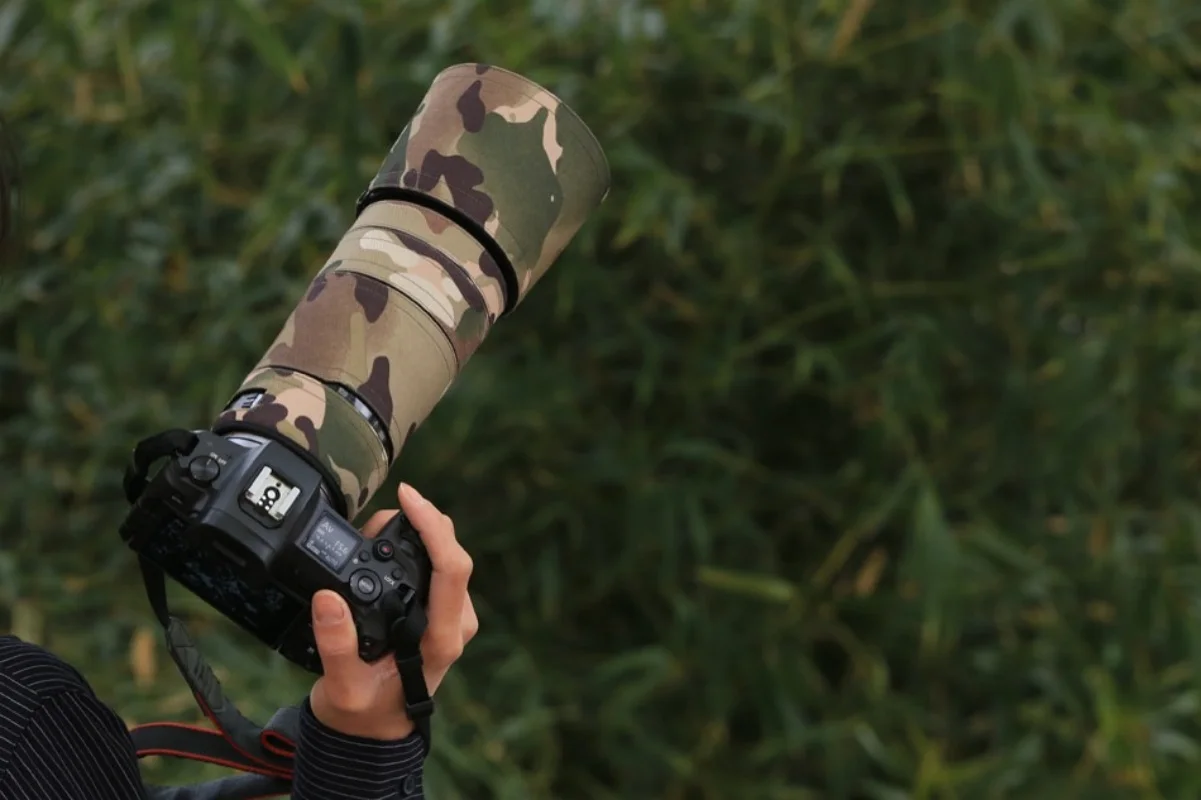 ROLANPRO 렌즈 위장 코트 캐논 EF 100-400mm f5.6-8 IS USM 렌즈 보호 슬리브 캐논 100400mm 커버 건스 케이스