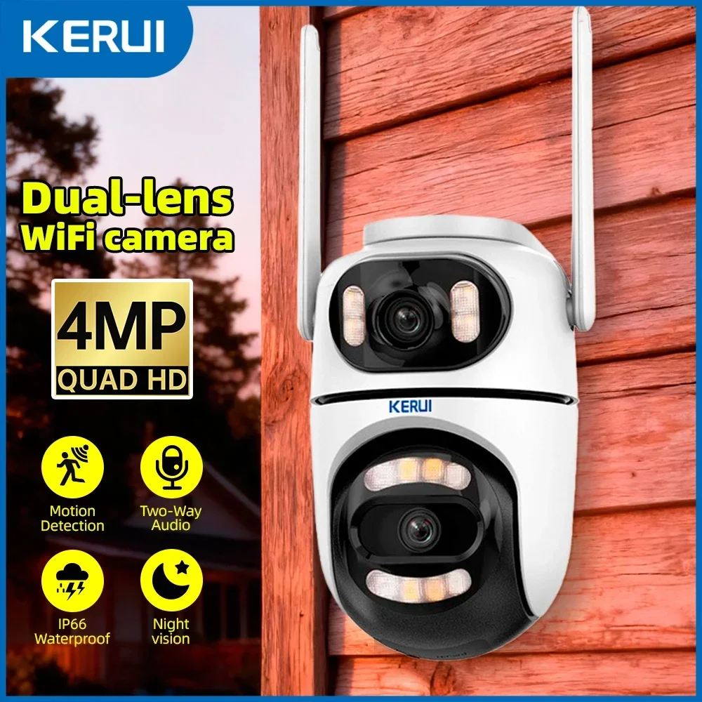 KERUI Icsee Outdoor Wireless 4MP WiFi IP Camera Dual Lens Dual Screen Home Security CCTV Video Surveillance Human Detect 2