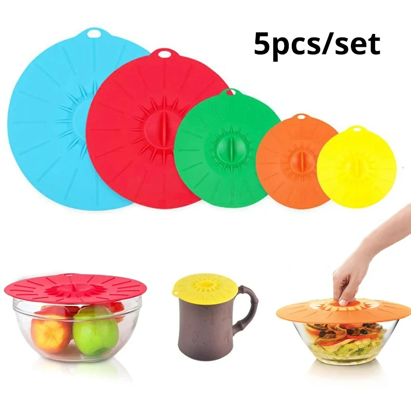 Food Cover 5pcs Environment-friendly Preservation Cover For Refrigerators Microwave Ovens Spill Proof