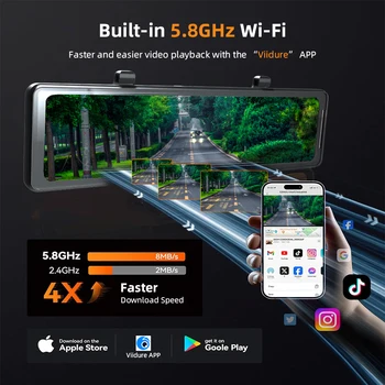 4K Rearview Mirror Driving Recorder HD Night Vision Loop Recording Dash Cam Optional Rear Camera Reversing Image Car DVR 3