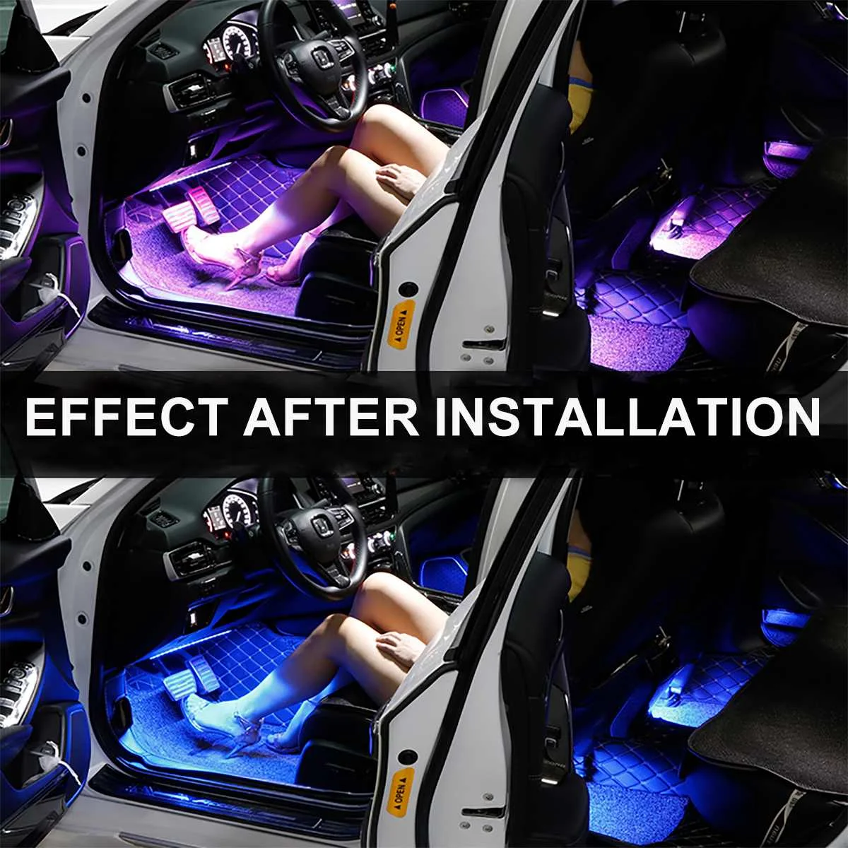 자동 주변 조명 48 LED 스트립, 자동차 발 실내 장식, RGB 조명, 원격 제어 분위기 램프, 자동차 액세서리