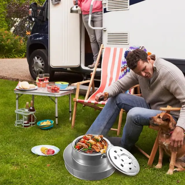 Hordozható Tűzhely Fa Égő Gödör Kályha Máglya Tűz Pit Kültéri Piknikhez - Image 5