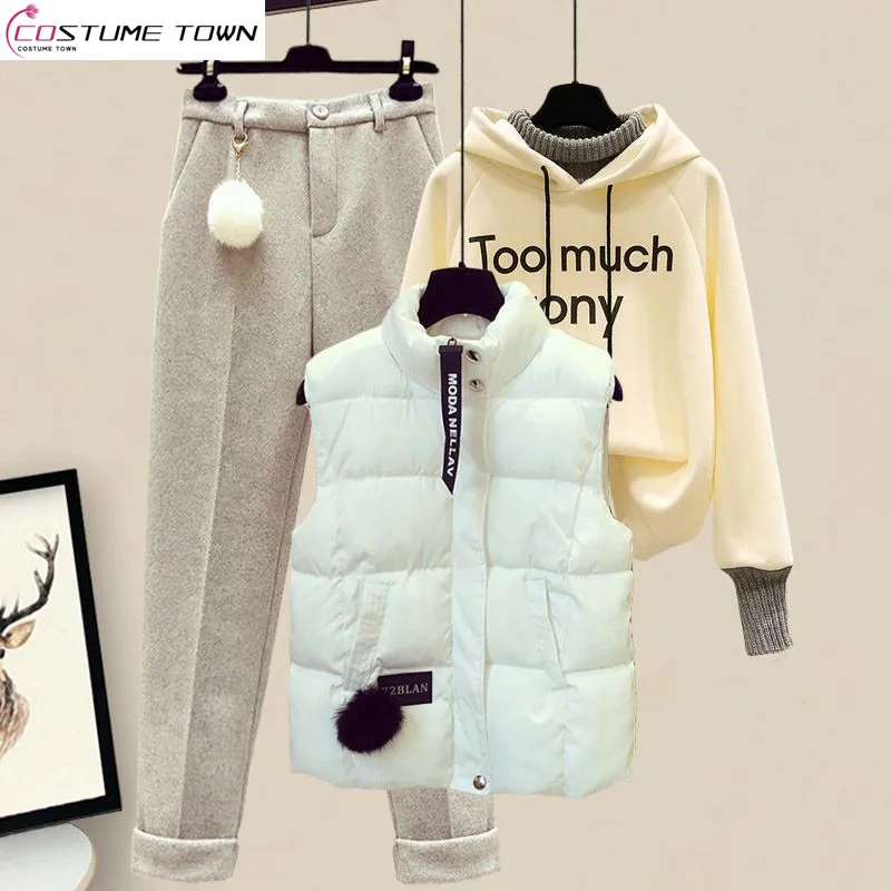 Autumn and Winter Wear Gentle Style Wear Temperament Vest Sweater Pants Autumn and Winter Set Women's Three Piece Set