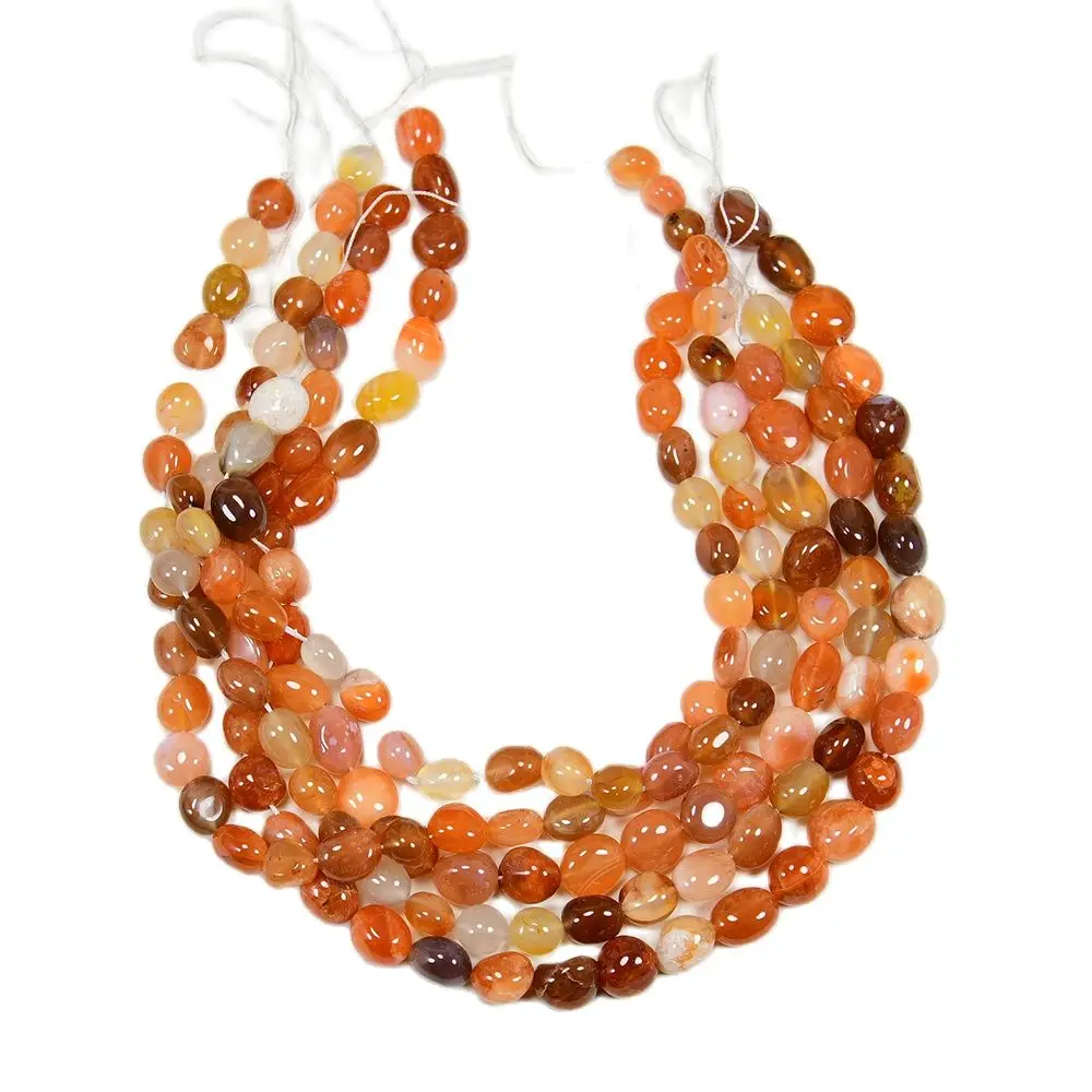 

APDGG 5 Strands 9x11mm Natural Red Agate Carnelian Smooth Nugget Freeform Oval Loose Beads 15.5" Strand Jewelry Making DIY