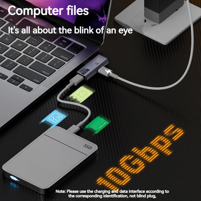 100 واط USB OTG نوع C محول 10Gbps نقل البيانات الق...