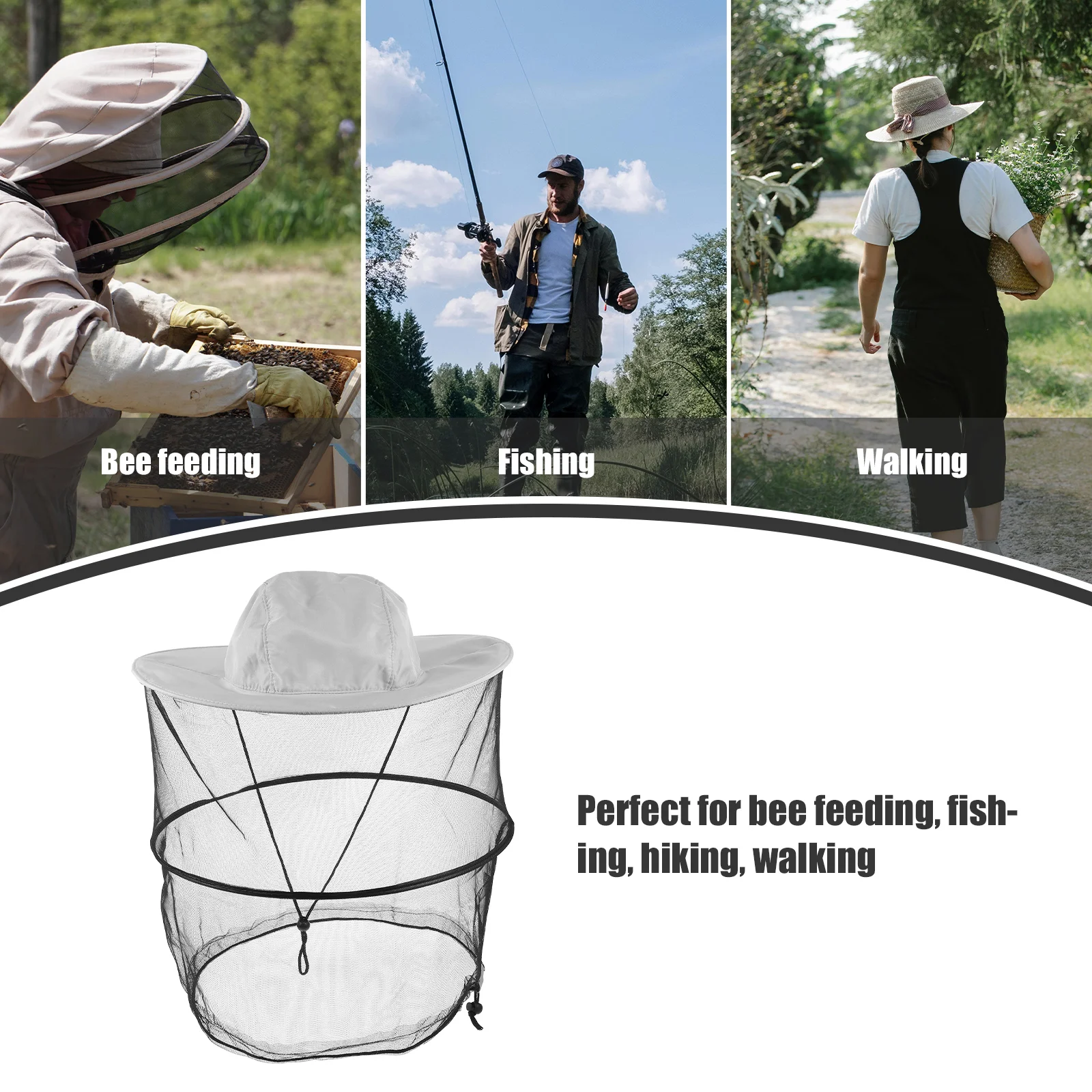 2Pcs Bee Keepers Hat With Netting Outdoor foldable sun beekeeping hat mesh shawl anti-bee mask Mask Sun