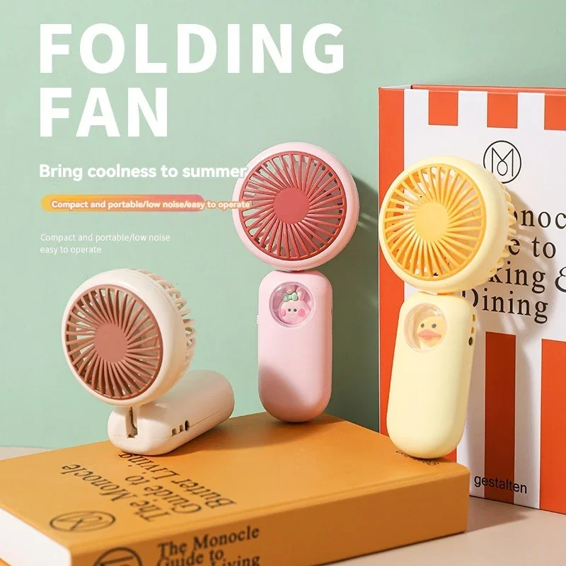 

Cartoon Cute Pet Handheld Mini Electric Fan Cute Design Suitable for Multiple Scenarios Foldable UBS Rechargeable Portable Fan