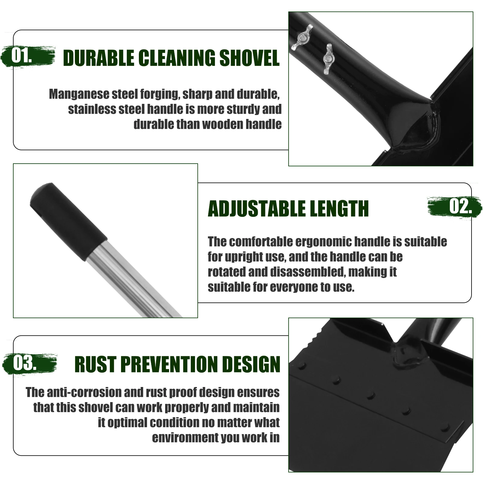 Garden Cleaning Shovel 47inch Adjustable Handle Rustproof Manganese Steel Weed Scraper Planting Weeding Courtyard Farm Tool 5