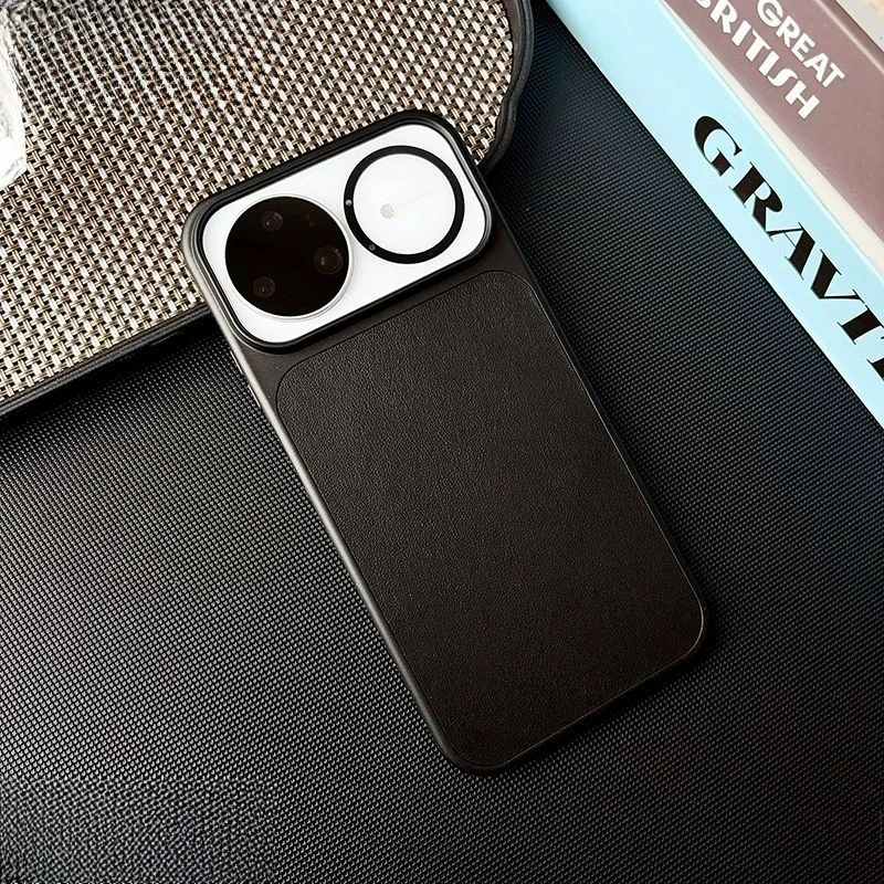 Fashionable Plain Leather Matte Anti-Slip Magnetic Phone Case - Shockproof Cover