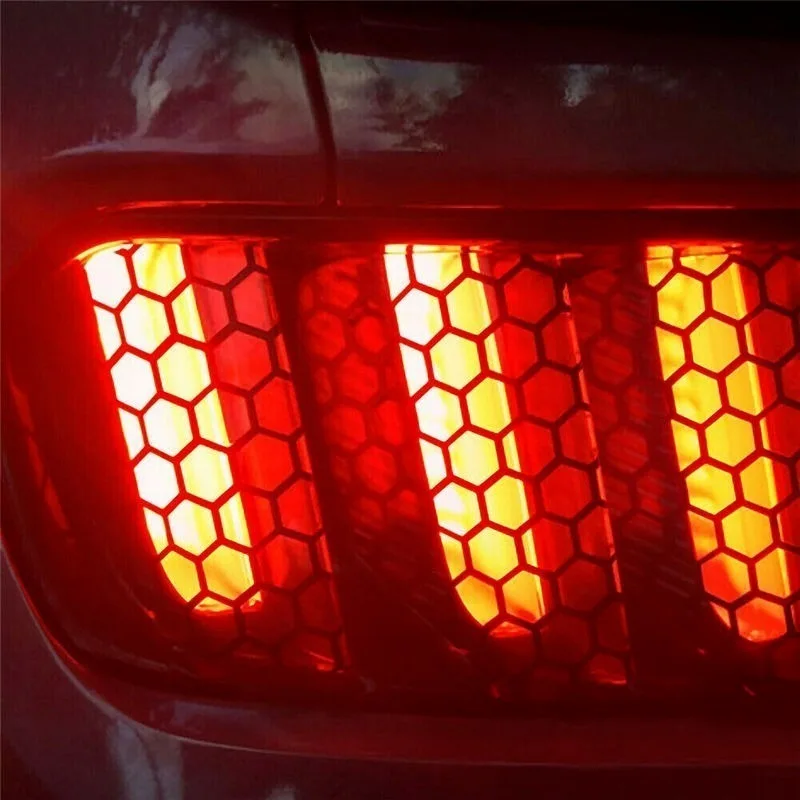 Car Sticker Car Tail Light Decals Car Rear Taillight Honeycomb Car Sticker Fashionable Taillight Black Fog Light Smoke Film Decal Sticker for Ford Mustang