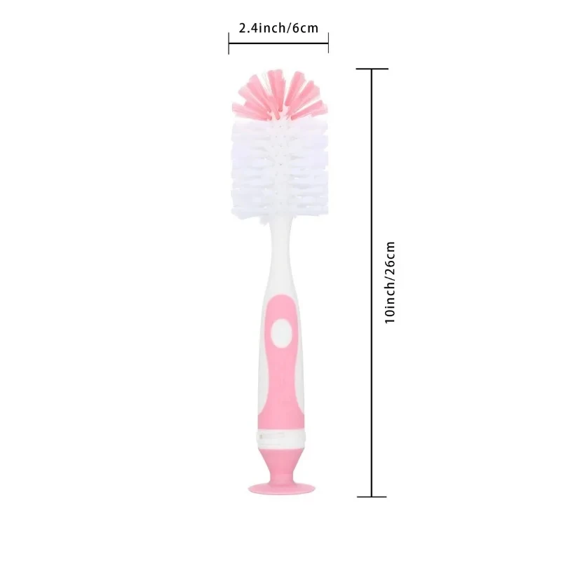 Bottle Cleaning Brush Set 2-in-1 Nylon Bottle & Cup Cleaning Brush Suction Cup Feeding Type