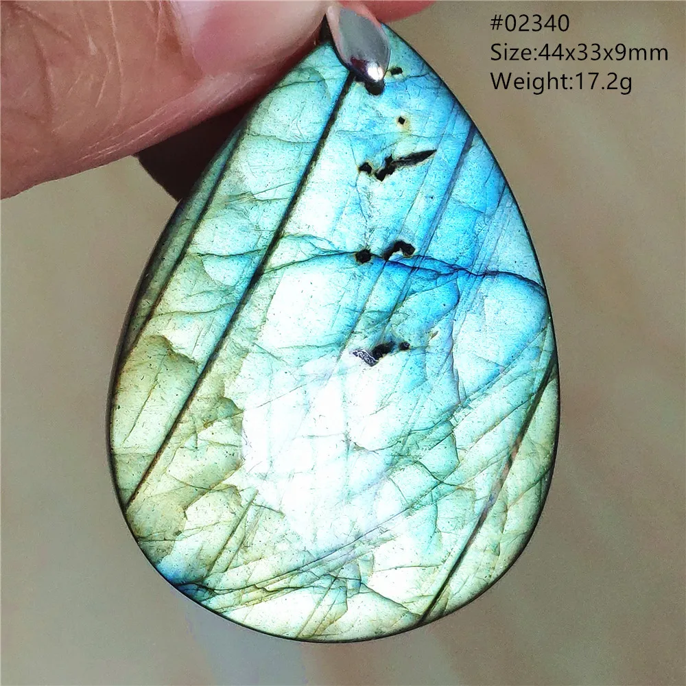 Natural Colorful Labradorite Pendant Water Drop Blue Light Rainbow Labradorite Women Men Necklace Jewelry AAAAAA