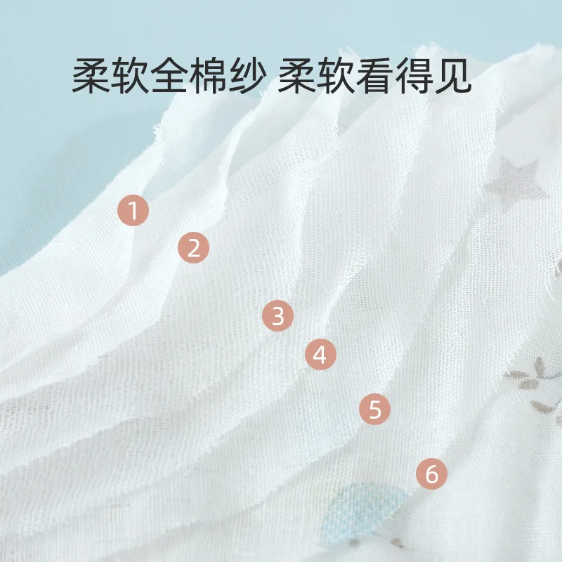 Six layer high-density newborn wrap blanket children's blanket pure cotton children's bath towel absorbent baby gauze blanket cotton blanket baby blanket