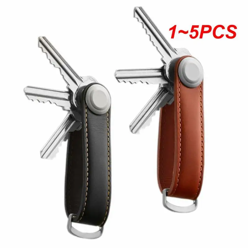 

1~5PCS Car Key Pouch Bag Case Wallet Holder Chain Key Wallet Ring Collector Housekeeper Pocket Key Organizer Smart Leather