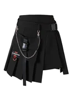 Large Size L-4XL Girl Spring Summer High Waist Irregular Age-reducing Pleated Skirt A-line Black Versatile Retro Fashion Skirts - Image 5
