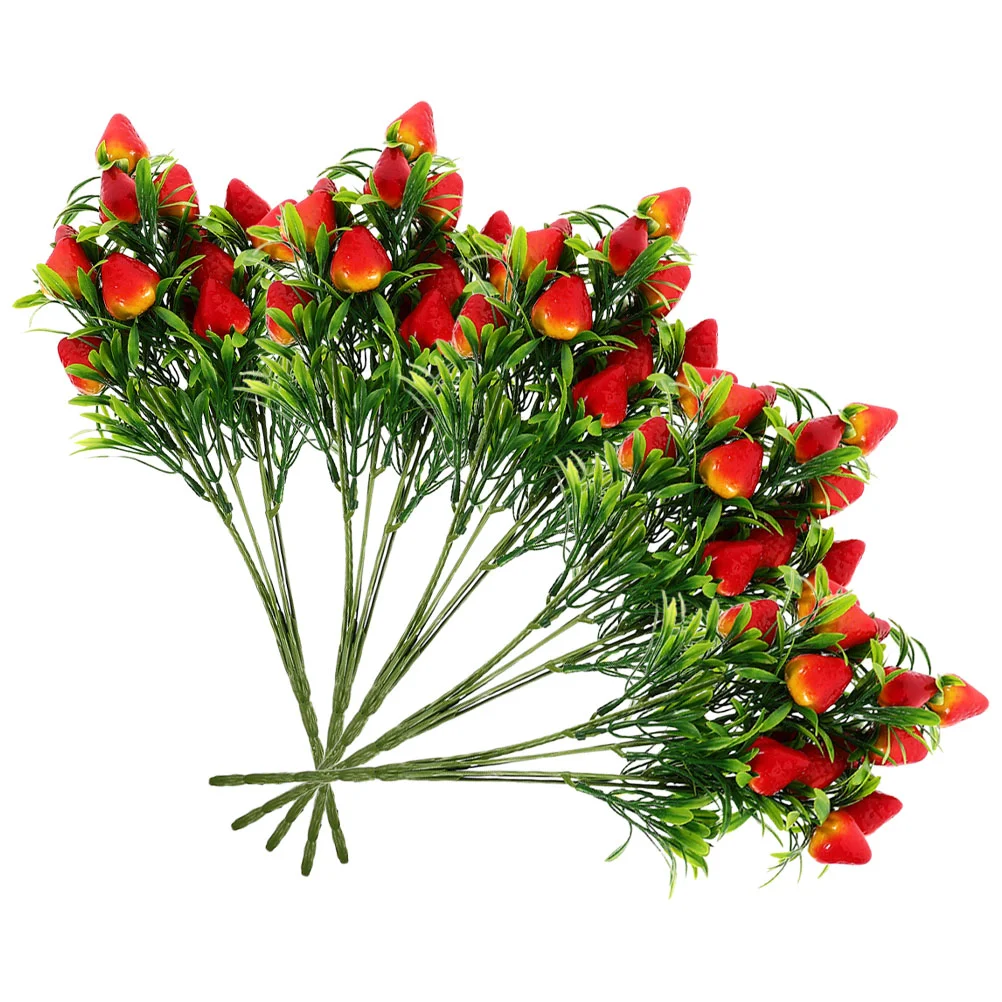 

5 Pcs Home Decor Simulated Strawberry Home Decor Artificial Stem Bouquet Fake Stems Home Decor Branches Pvc Fruit Faux