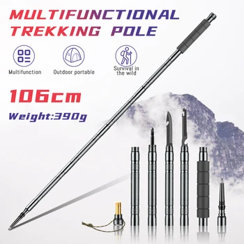 Multifunction Trekking Poles Mountaineering Collapsible Telescopic Sticks Lightweight Walking Hiking Stick Climbing Stick 4