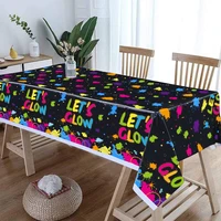 Let's Glow In The Dark Party Decorations Disposable Tablecloth Neon Party Tablecloths Glow Table Covers Birthday Party Supplies 2
