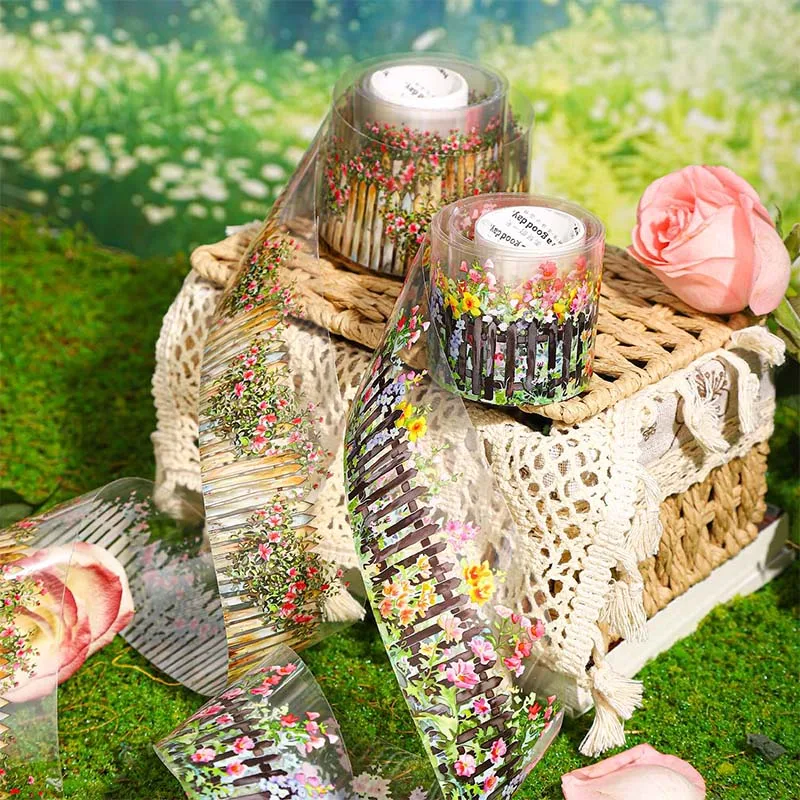 Mr.Paper 200cm/롤 가든 펜스 PET 테이프, 꽃 펜스 장면 장식 테이프, 스크랩북킹, 저널링 및 카드 제작용